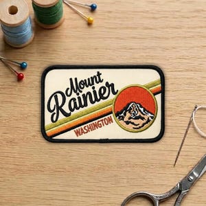 Mount Rainier Washington Patch Embroidered Iron On Sew On National Park Travel Patch