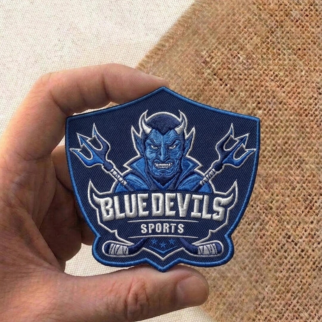 Retro Blue Devil College Mascot Patch Vintage Embroidered Iron on Sew ...