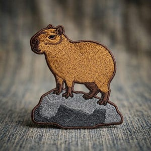Capybara Embroidered Patch Iron On Cute Wildlife Animal Applique for Jacket Backpack Hat