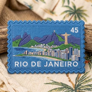 Rio de Janeiro Brazil Embroidered Patch, Christ the Redeemer Travel Souvenir, Brazilian Landmark Iron On Backpack Patch