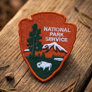National Park Ranger Style Embroidered Patch or Sticker Nature Mountain Forest Badge Iron On Sew On Applique