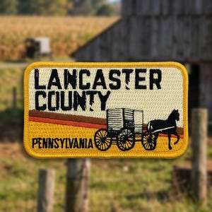 Lancaster County Pennsylvania Embroidered Patch or Sticker Iron On Amish Country Travel Souvenir Badge