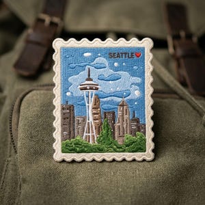 Seattle Washington Embroidered Patch Space Needle City Travel Souvenir Patch for Jacket Backpack Hat Tote Bag Gift