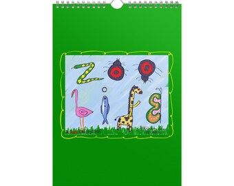 Zoo Life Animal 2026 Small Artist Illustrated Wall Calendar