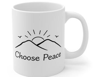 Minimalist Custom Motivational Mug, Calm Aesthetic Coffee Cup, Peaceful Quote Ceramic Mug, Office Desk Gift, Self Care Tea Cup