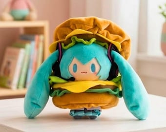 Pelúcia Hatsune Miku Burger – Brinquedo de Pelúcia Inspirado no Anime (20 cm)