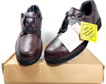 Vintage Knapp Mens Size 10.5 D Steel-Toe Dress Work Shoes Brown Leather Lace-Ups