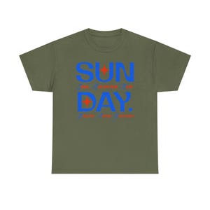 Sunday Typography Tee | Blue Red Star Motivational Shirt image 10