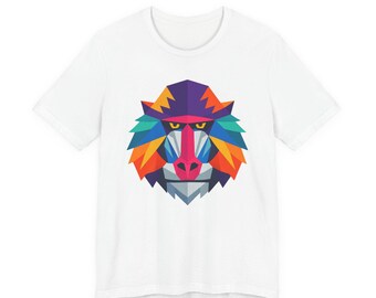 Geometric Colorful Baboon Face T-Shirt | Prism Mandrill Graphic Tee