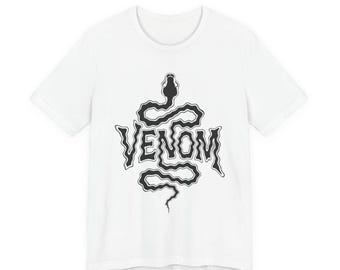 Venom Snake Illustration T-Shirt | Black Snake Typography