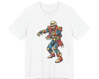 Skeleton Zombie Rocker T-Shirt | Retro Skull Music Graphic Tee
