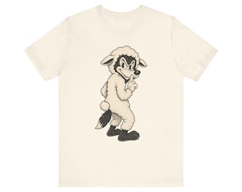 Wolf in Sheep Costume T-Shirt | Vintage Cartoon Shh Design
