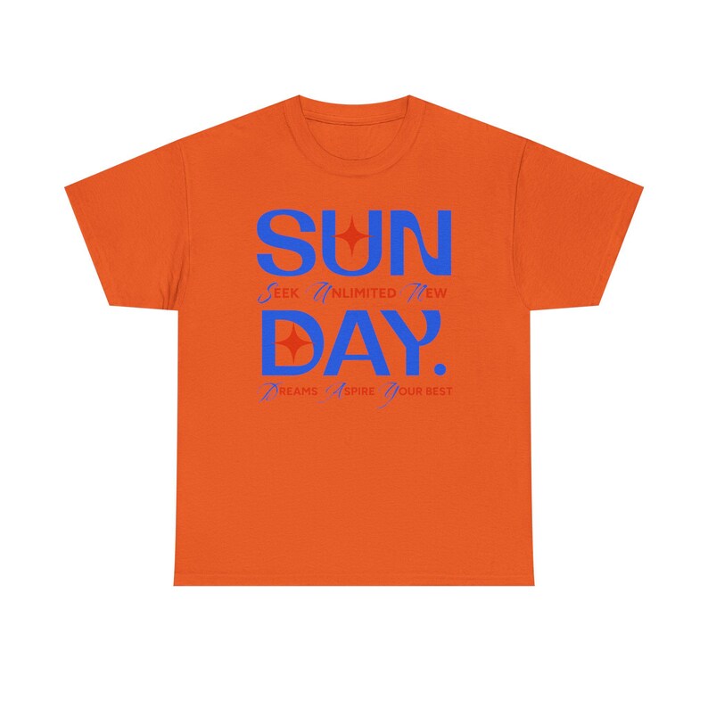 Sunday Typography Tee | Blue Red Star Motivational Shirt image 6