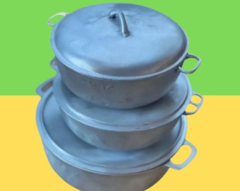 Jamaican Dutch Pot Set – Traditional Cookware, Stackable Design - 8, 12 & 14 inches