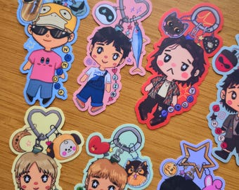 BTS Inspired Doll Keychain Vinyl Stickers