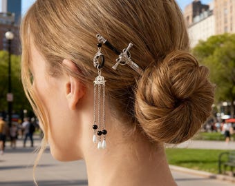 Vintage Hair Stick, Amber Hair Stick, Hair Fork, Chignon  display picture 3