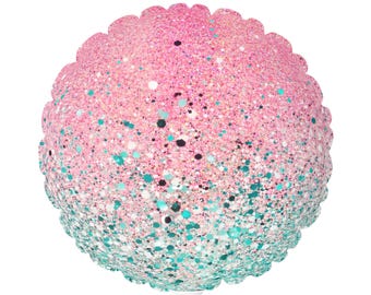 Rosa Aqua Glitter Konfetti Tryck Ballong 28 cm Rund Ballong
