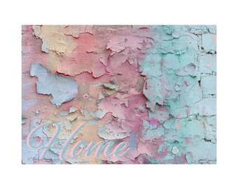 Alfombra personalizada con pintura descascarada en tonos pastel y textura de pared abstracta desgastada