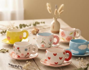 Hand-Pinched Ceramic Coffee Mug, Pattern, Creative Tea Cup