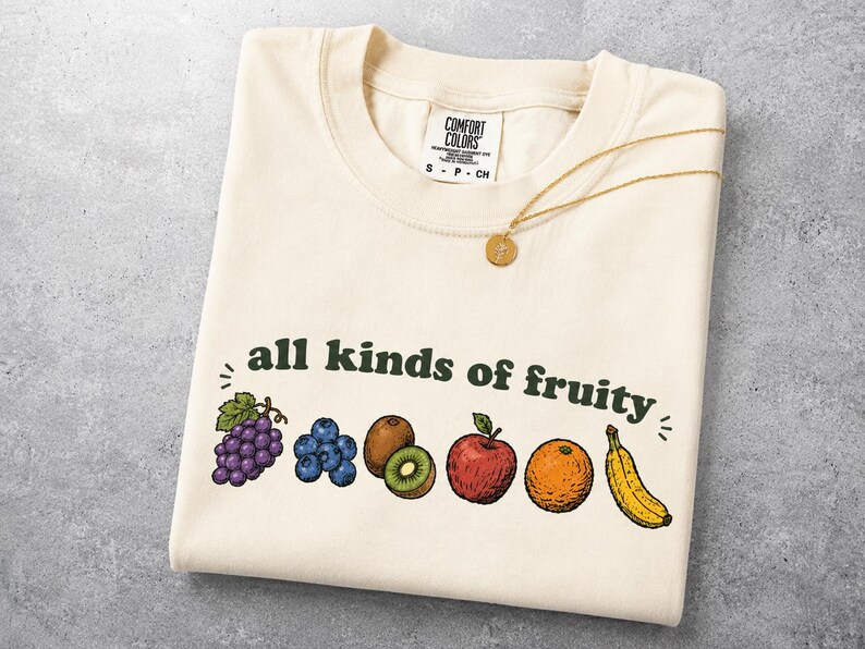 Funny Fruit Shirt, All Kinds of Fruity Tee, Colorful Fruit Graphic T-Shirt, Cute Retro Summer Shirt, Fruit Lover Gift image 5
