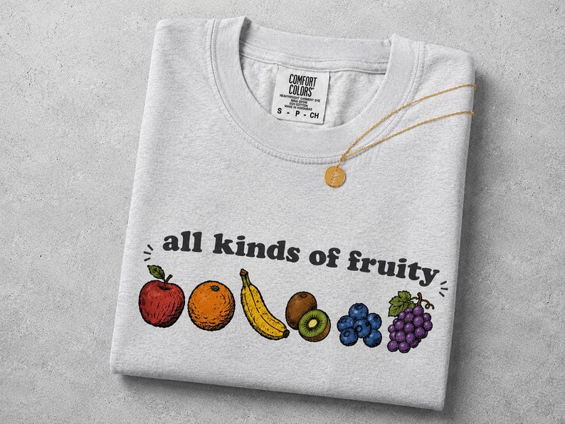 Funny Fruit Shirt, All Kinds of Fruity Tee, Colorful Fruit Graphic T-Shirt, Cute Retro Summer Shirt, Fruit Lover Gift image 6