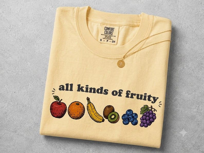 Funny Fruit Shirt, All Kinds of Fruity Tee, Colorful Fruit Graphic T-Shirt, Cute Retro Summer Shirt, Fruit Lover Gift image 2