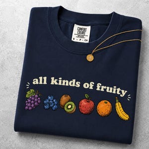 Funny Fruit Shirt, All Kinds of Fruity Tee, Colorful Fruit Graphic T-Shirt, Cute Retro Summer Shirt, Fruit Lover Gift image 4