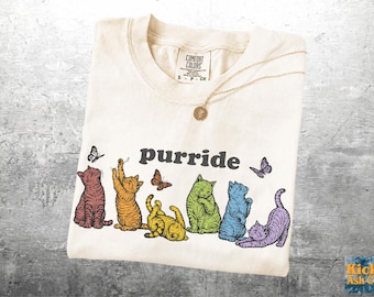 Rainbow Cat Pride Shirt, LGBTQ Cat Lover Tee, Funny Gay Pride Shirt, Retro Rainbow Cat T-Shirt, Unisex Graphic Tee