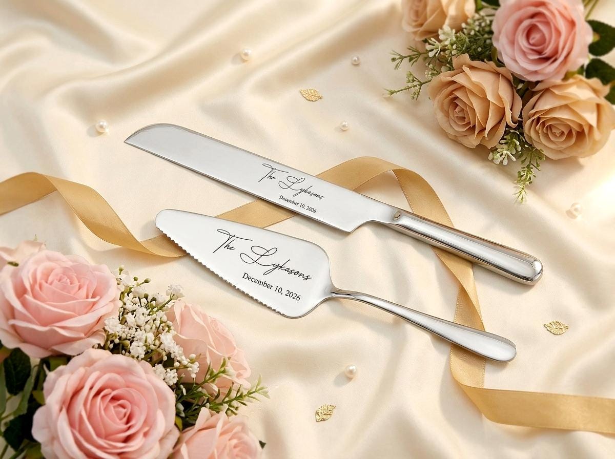 Personalized Wedding Cake Cutting Set Custom Wedding Cake Spatula Bridal Shower Gift Wedding Gifts