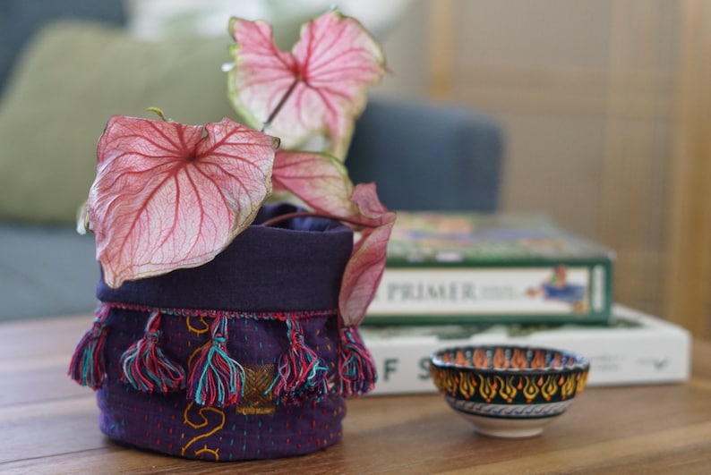 Four Inch Indoor Plant Fabric Pot / Plant Basket image 0