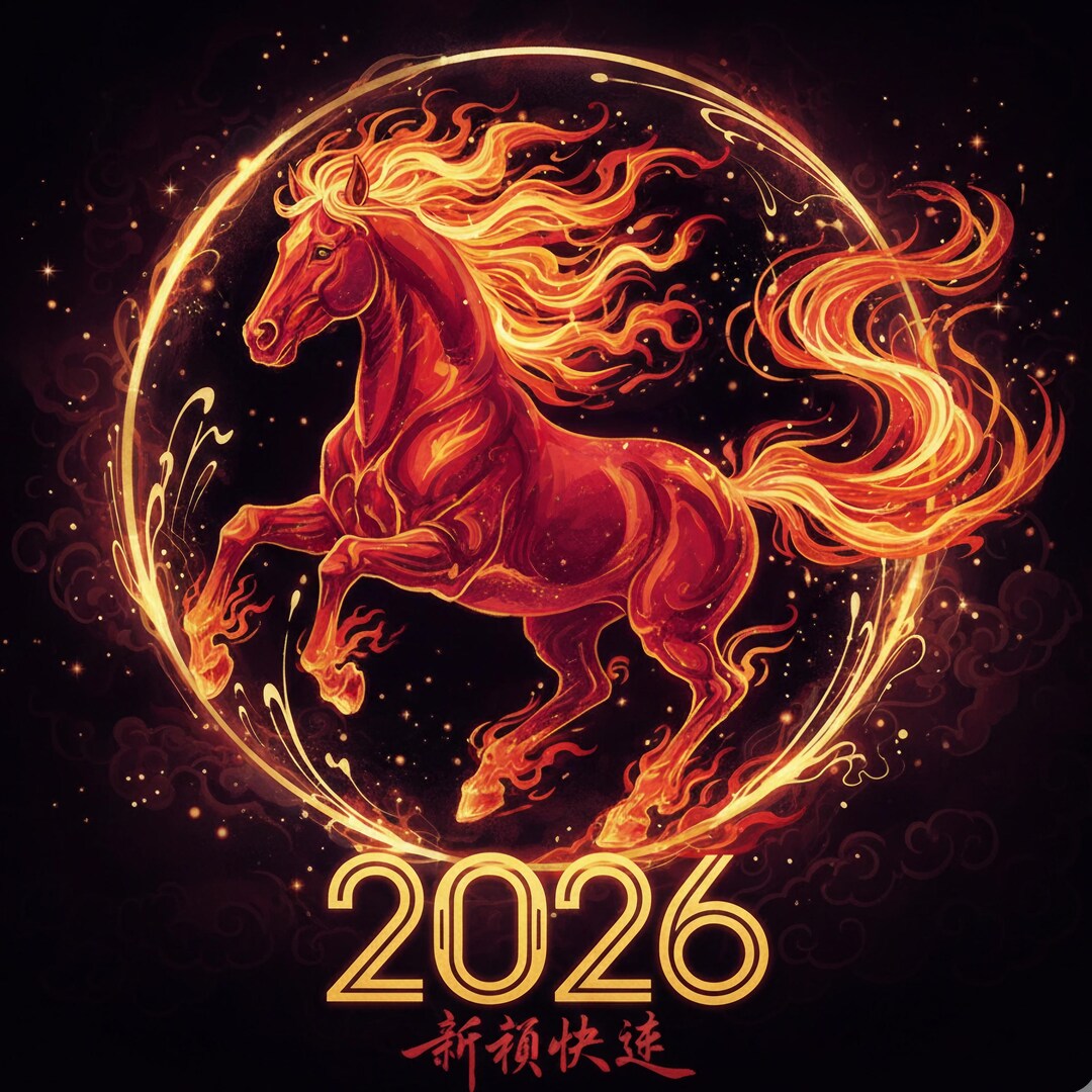Year of the Horse 2026 PNG | Chinese Zodiac Horse Design | Lunar New ...