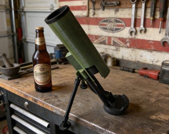 Abrebotellas de cerveza tipo mortero / Nuevo lanzador de tapas 2026, resistente, manos libres, divertido abrebotellas para bar, escritorio y decoración de cueva de hombre.