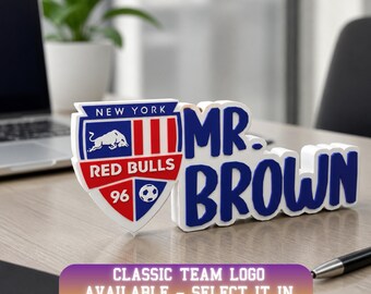 Personalized New York Soccer Desk Name Plate: custom team sign, name plate, desk name plates