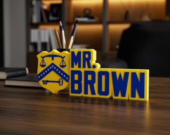 Personalized Treasury Desk Name Plate: custom team sign, logo desk plate, teacher keepsake