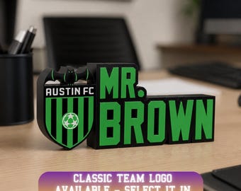 Personalized Austin Soccer Desk Name Plate: promotion gift, Office Name Sign, team logo sign