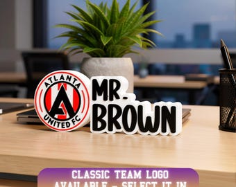 Personalized Atlanta Soccer Desk Name Plate: personalized plates, name plaque, lab professor gifts