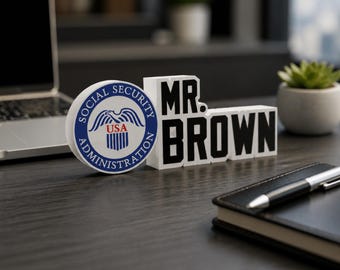 Personalized SSA Desk Name Plate: boss desk nameplate, desk plate, phd graduation gifts