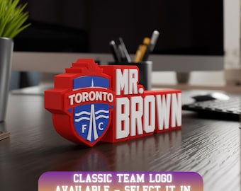Personalized Toronto Soccer Desk Name Plate: appreciation gift, personalized plates, Desk Name Plate