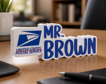 Personalized USPS Desk Name Plate: USA Desk Name Plate, teacher keepsake, teacher desk plaque