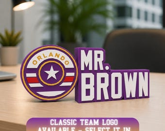 Personalized Orlando Soccer Desk Name Plate: student teacher gift, bachelor's degree, Lawyer Name Sign