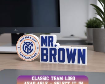 Personalized NYC Soccer Desk Name Plate: Teacher Desk Decor, Desk Name Sign, Teacher Name Sign