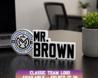 Personalized Minnesota Soccer Desk Name Plate: Teacher Gift Idea, Office Staff Gift, Office Gift