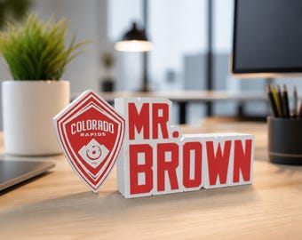 Personalized Colorado Soccer Desk Name Plate: office desk plate, Educator Gift, Custom Made