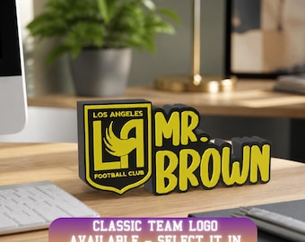 Personalized Los Angeles Soccer Desk Name Plate: teacher classroom, employee plaque, name plate for desk