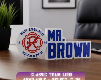 Personalized New England Soccer Desk Name Plate: Classroom Organizer, student teacher gift, Custom Name Plate