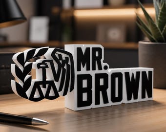 Personalized IRS Desk Name Plate: coworker gift, standing table sign, Coworker Gifts