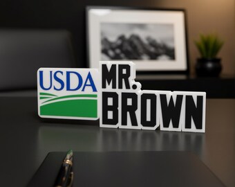 Personalized USDA Desk Name Plate: sports name plate, Executive desk, Desk Decoration