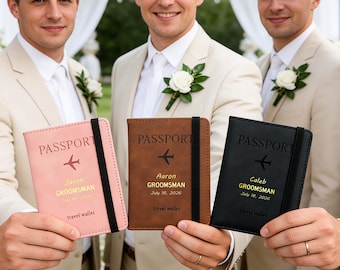 Porta-passaporte personalizado, etiqueta de bagagem personalizada, capa de passaporte em couro personalizada, presente de viagem, presente de casamento, carteira para passaporte, presente de lua de mel