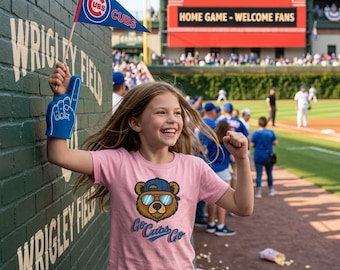Maglietta "Girls Go Cubs Go" / Maglietta rosa con l'orso dei Chicago Cubs / Abbigliamento per tifosi del Wrigley Field