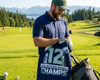 Asciugamano da golf in microfibra dei Seattle Seahawks, 2 volte campioni del Super Bowl, accessorio "12th Man".